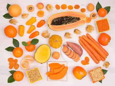  deep orange fruits and veggies=